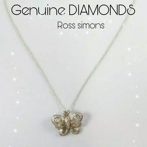 GENUINE 💎 Diamonds 💎Ross SIMONS GOLD- 925  BUTTERFLY NECKLACE 19"